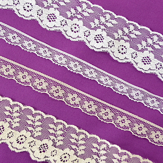 Trimits Nylon Daisy Lace Edging, Two Widths, Two Colours - Click Image to Close